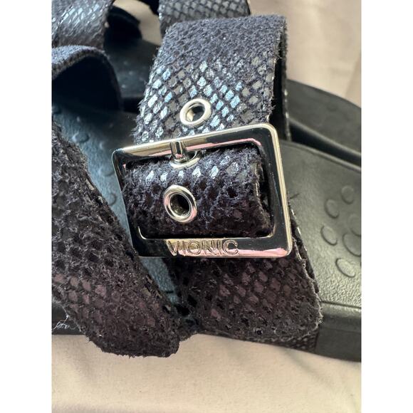 Vionic Black Textured Slide Sandals Orthotic Support Size 7 - Picture 3 of 8